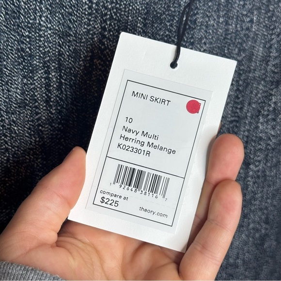 NWT Theory High Rise Mini Skirt in Navy Multi Herring Melange Brand New - Picture 6 of 13